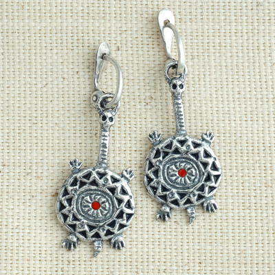 Серьги Африка серебряные Черепашки