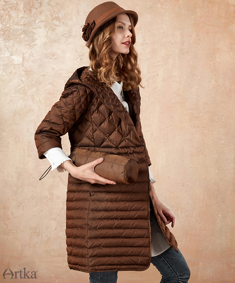 Artka пальто коричневое с пуговицами