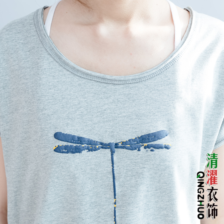 QINGZHUO футболка со стрекозой