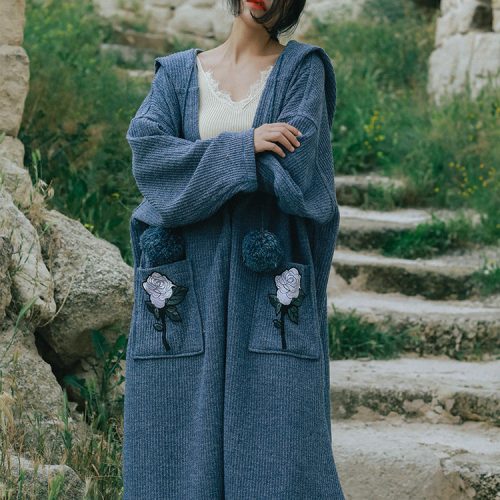 MOK синий длинный кардиган