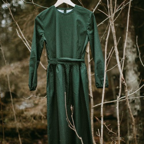 WonderMary платье темно-зеленое в мелкий горошек