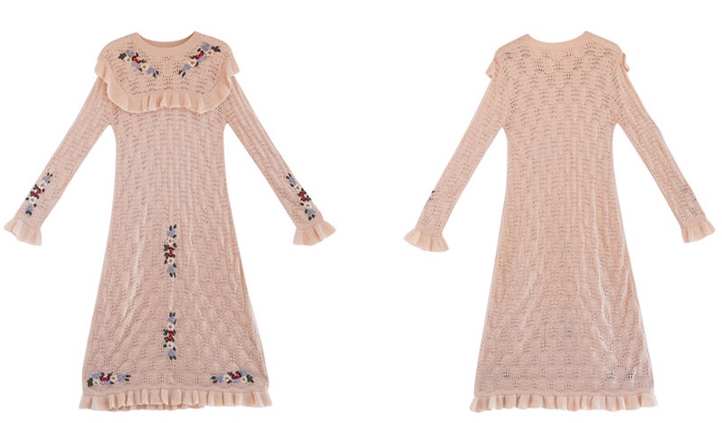 Liner розовое вязаное платье