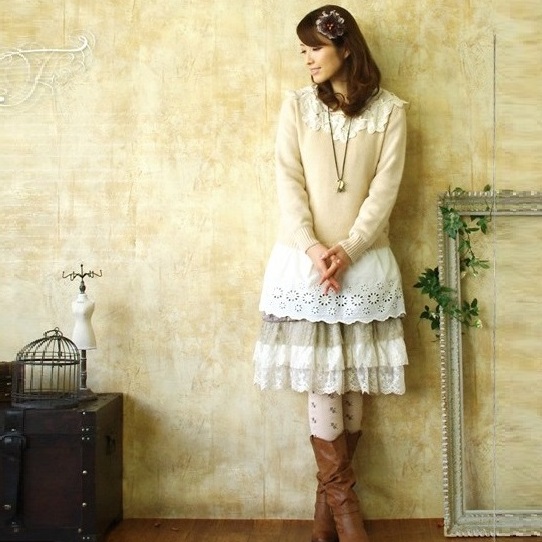 Mori girl платье с многослойной юбкой