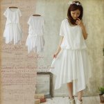 Mori girl асимметричное белое платье