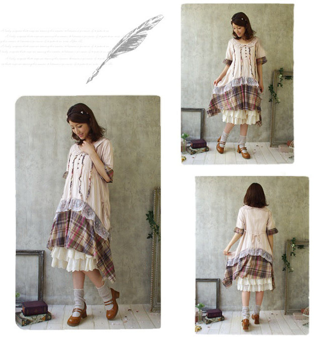 Mori girl комбинированное платье