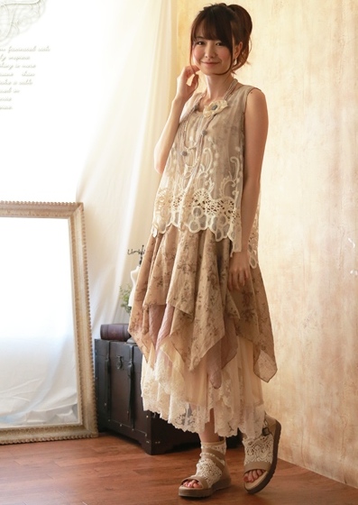 Mori girl асимметричное кружевное платье