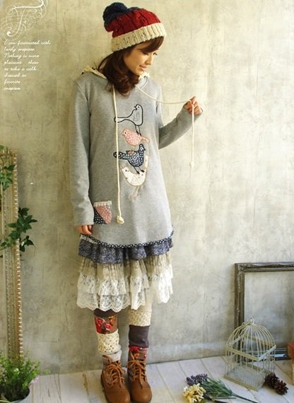 Mori girl платье с многослойной юбкой