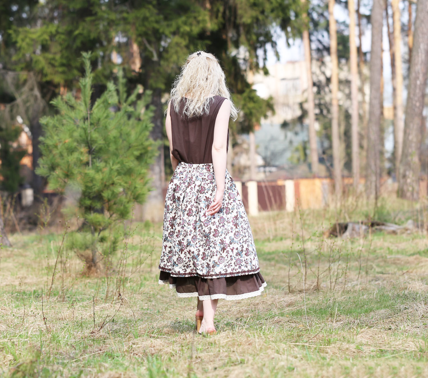 Nata Schu батистовое платье с льняной юбкой