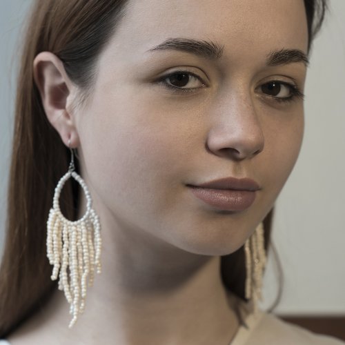 Серьги белые из бисера (Москва)