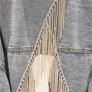 MUSI джинсовая куртка с цепочками из страз