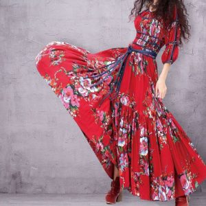Artka красное платье с цветами
